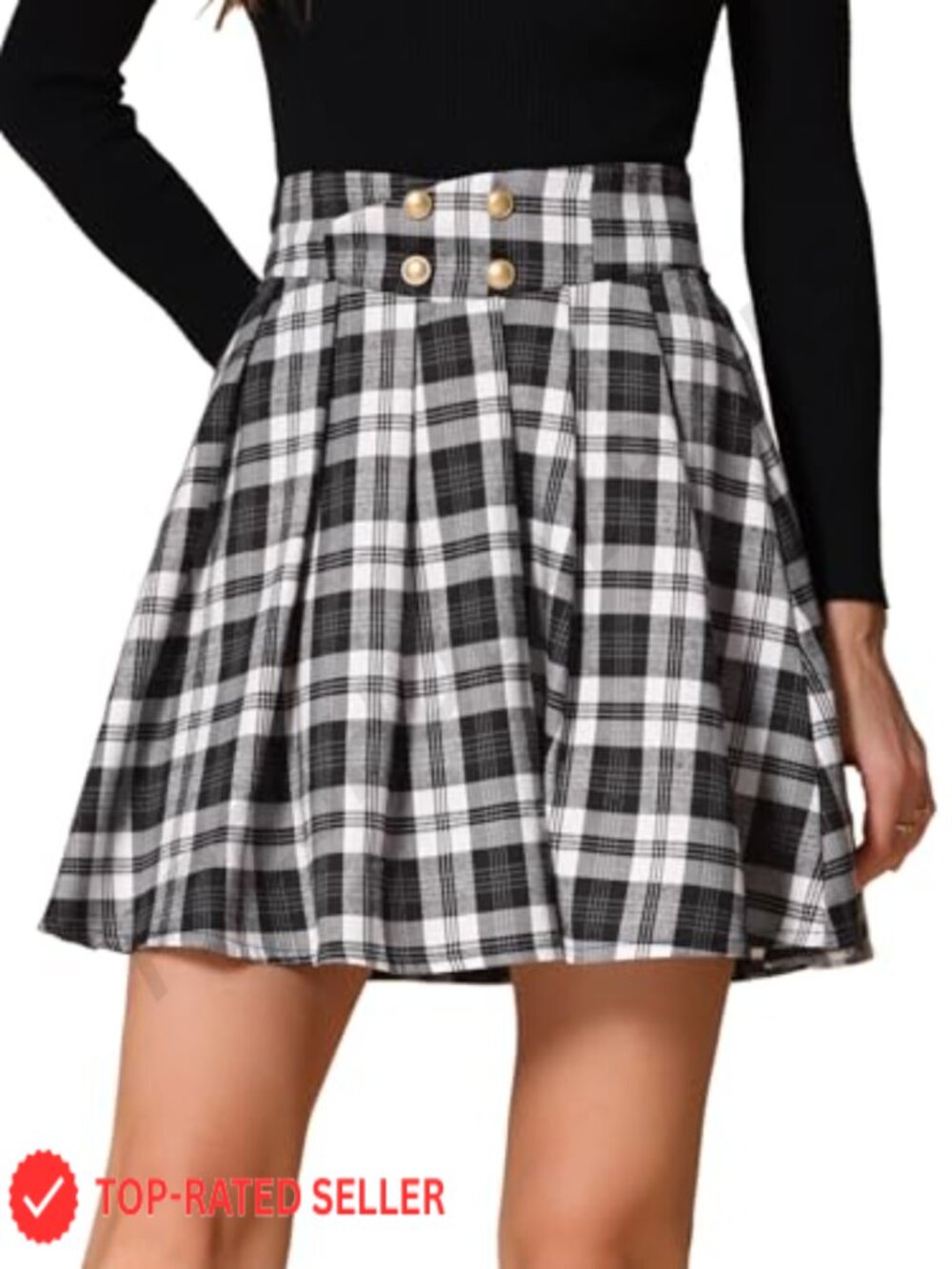 Plaid Pleated A-Line Mini Skirt High Waist Tartan Vintage Preppy